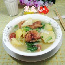 小白菜腊鸡腿煮土豆