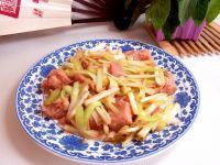 韭黄炒午餐肉的做法步骤7